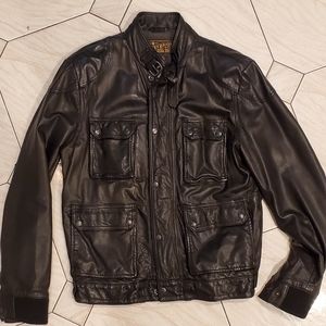 Men's Lucky Brand Black Leather Jkt medium